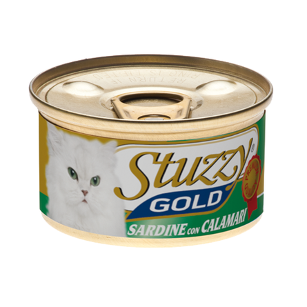 Stuzzy Gold Кусочки филе в собственном соку для взрослых кошек (с сардинами и кальмарами) – интернет-магазин Ле’Муррр